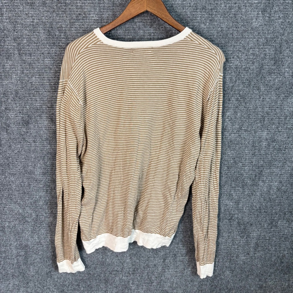 Banana Republic Luxury Blend Sweater XL Beige Stripe Silk Cashmere Lightweight - Picture 3 of 3